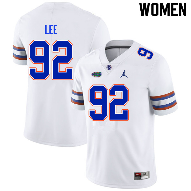 Women #92 Jalen Lee Florida Gators College Football Jerseys Sale-White - Click Image to Close